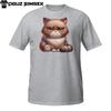 Sad Grumpy Cat T-Shirt – Tired Cartoon Kitten for Mood-Based Fashion Unisex