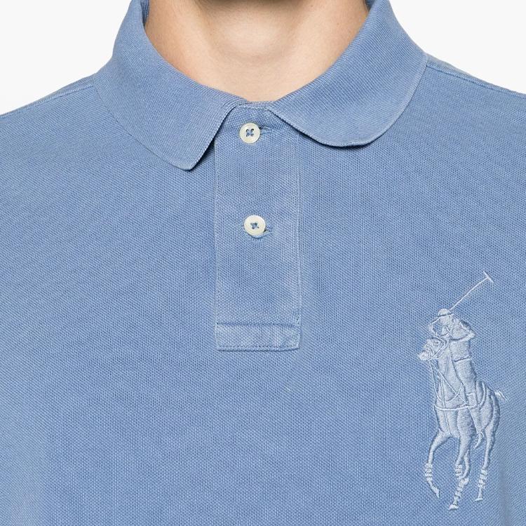 Polo Ralph Lauren Logo Вышитый Повседневный Рубашка Поло с Коротким Рукавом Мужские Топы Небесно-Голубой 710936508-001