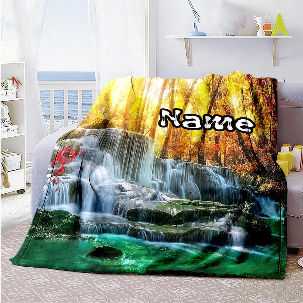 Landscape Personalized Name Blanket Lightweight Personalized Blanket Durable Comfort for Seaside Couch Bedding Sofa All-Season Use