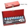 12-Piece Socket Wrench Repair Tool Set In Iron Box