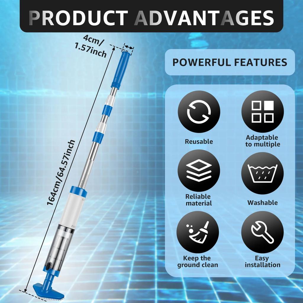 Аккумуляторный пылесос для бассейна 3 в 1 с навигационным роликом, щеточной насадкой и всасывающей насадкой для спа, гидромассажных ванн, небольших бассейнов, аквариумов