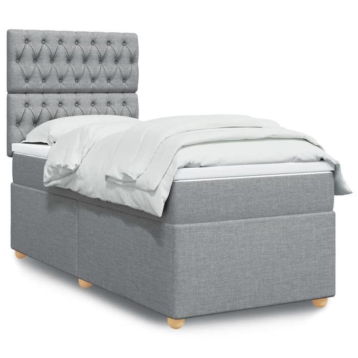 Maison Exclusive - Sommier à lattes de lit avec matelas Gris clair 100x200cm Tissu