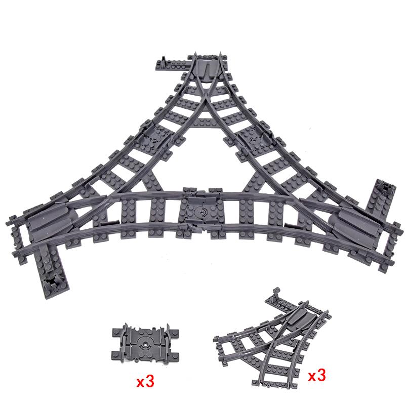 Creative Expert Ideas City Train Single Slip Switch R40 Crossings Rails Tracks Bricks Building Blocks DIY Toys Kids Gift