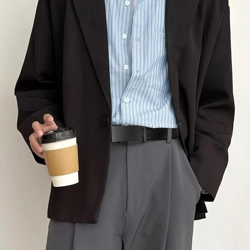 [ZHUYING] belt mens Auto-lock sliding buckle gentleman suit belt Stepless adjustment No hole business casual size adjustable Cut free type (1 piece G