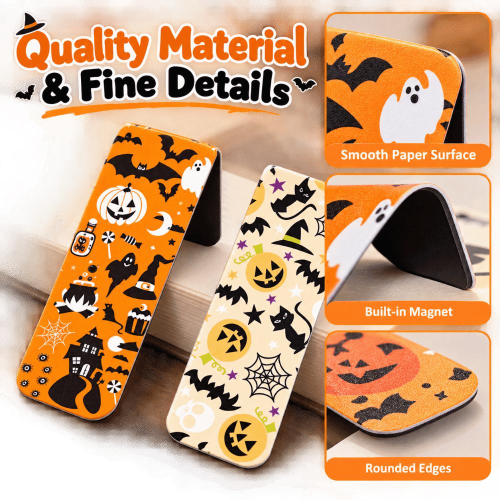 12pcs Foldable Design Magnetic Bookmarks Halloween Style Reading Mark Tools Holiday Gifts