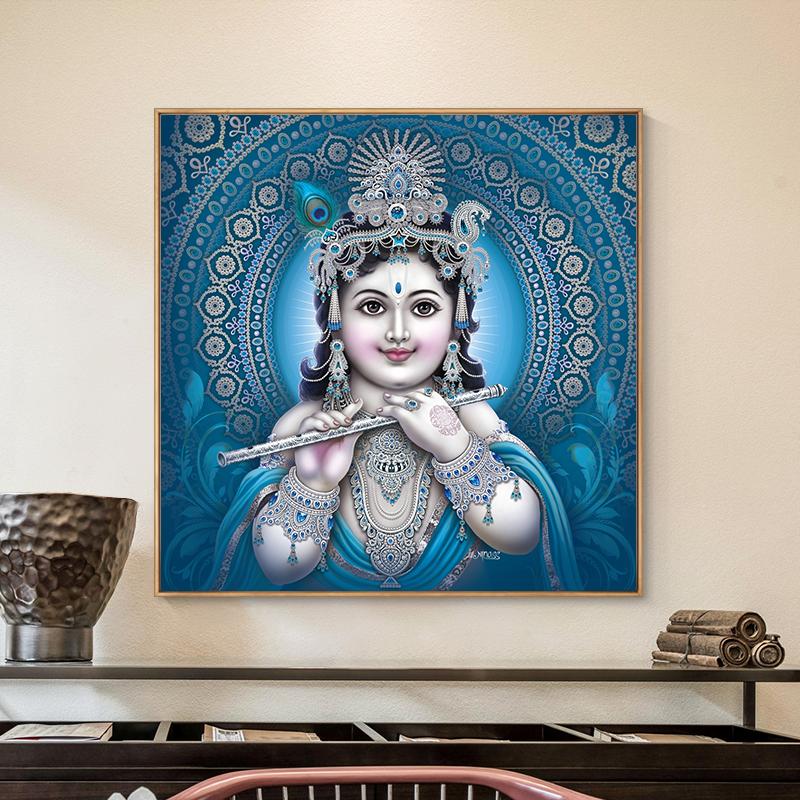 Lord Bal Krishna Hindu God Canvas Painting Religious Hinduism Posters and Prints Wall Art for Home Decoration Cuadros Wall Art