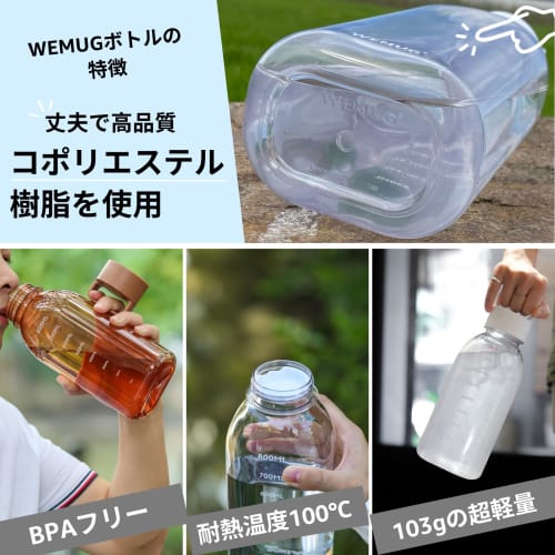 WEMUG Water Bottle, 1000ml (Leak-proof, Seal-less, and Easy To Clean) Plastic Water Bottle, Giant Amber