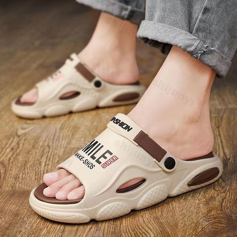 Fashion Summer Men's Slippers Anti-Slip Beach Sports Casual Shoes Trendy Thick Bottomed Adult Footwear 2025 New Indoor Bathroom Slippers