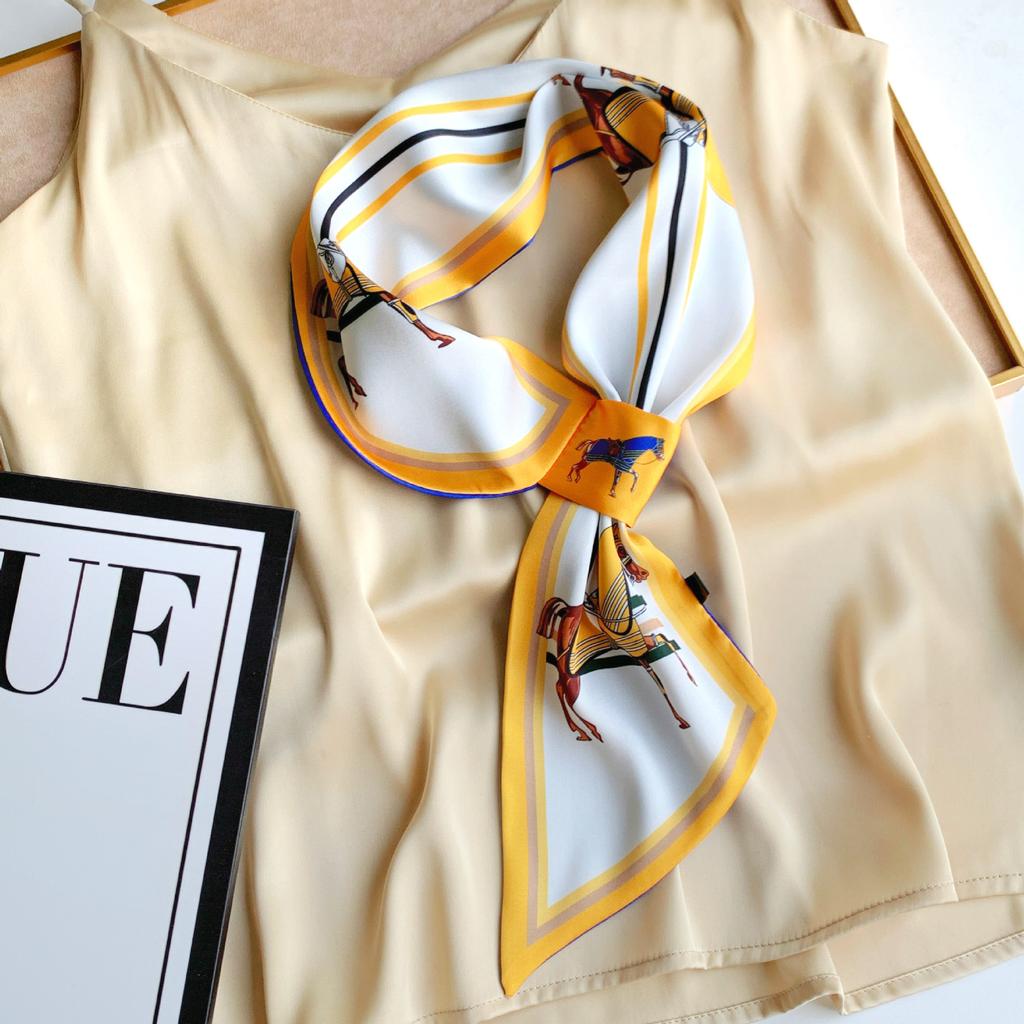 Длинный маленький шелковый шарф, высококачественная сумка для шарфа, универсальная подходящая к рубашке, шарф