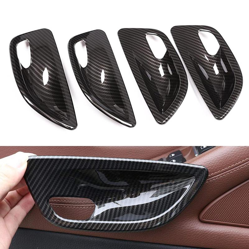 For BMW F10 520 Car Door Handle Bowl Cover Carbon Fiber Door Handle Trim Car Interior Enhancement Carbon Wire Pattern Color