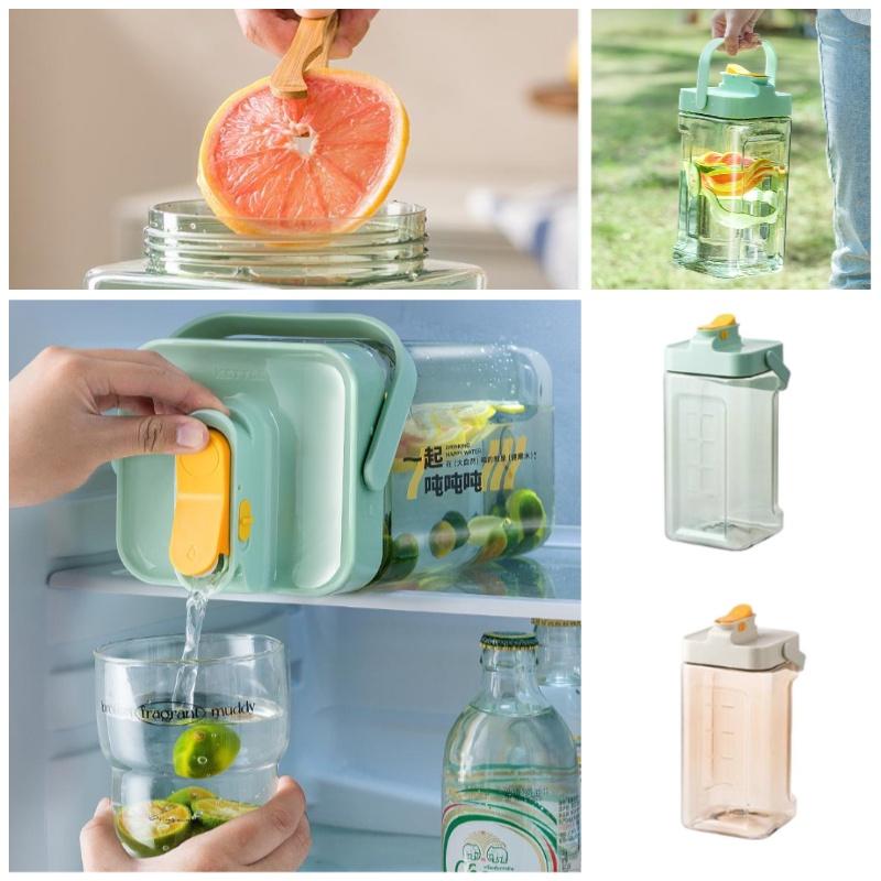 Кувшин для ледяной воды большой емкости в современном простом стиле с краном зеленый/белый