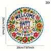 Chic "Welcome To My Happy Place" Sign:2D Flat Print Wall Art Crafted from Durable Metal,Perfect for Decorating Diverse Spaces