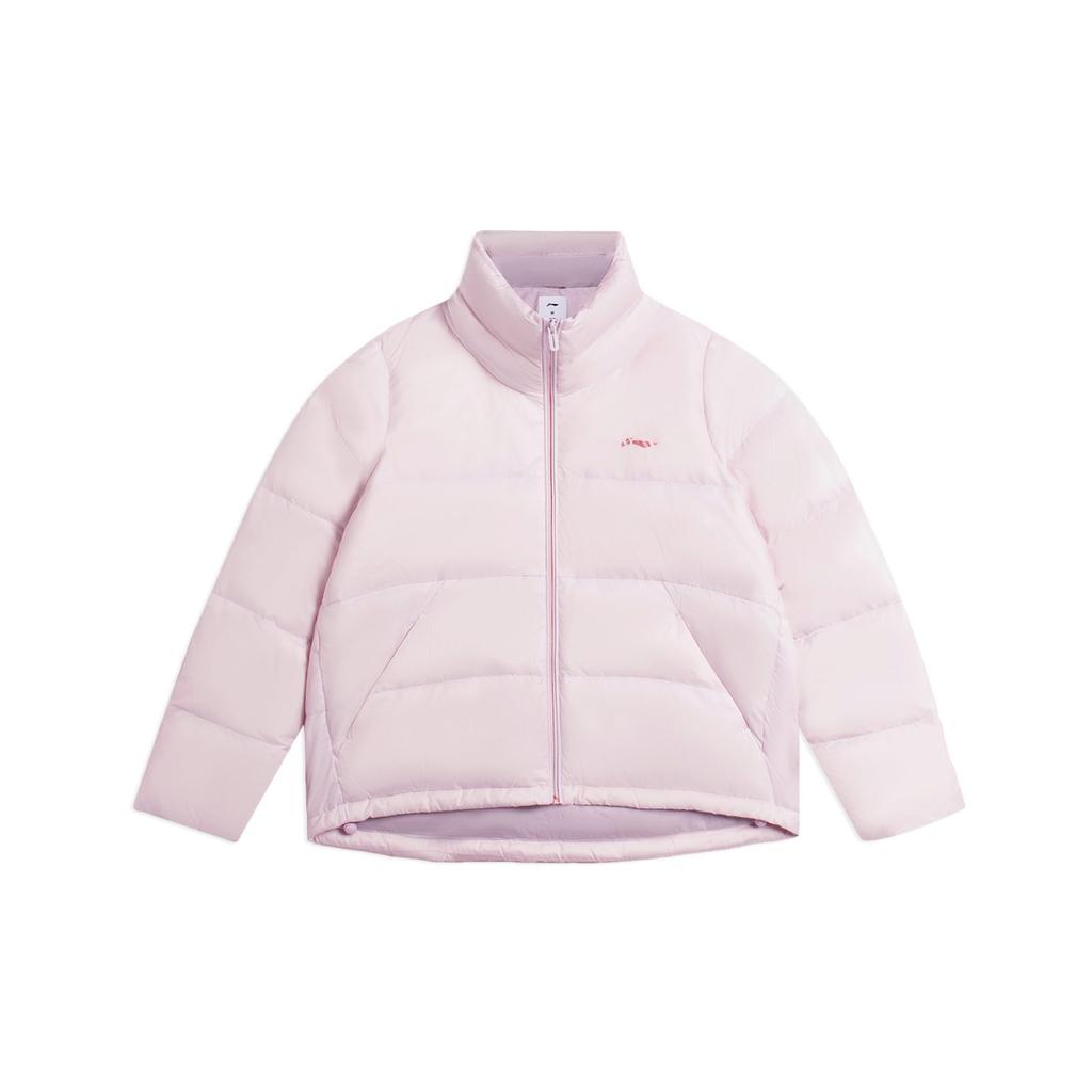 Женская пуховая куртка Li Ning Fitness Series, цвет порошка корня лотоса, фиолетовый, AYMS028-7