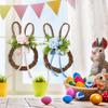 Венок с пасхальным кроликом из искусственных цветов, ротанговый, для подвешивания на стену или дверь, декор для весеннего фестиваля, для дома, для вечеринки в помещении или на улице