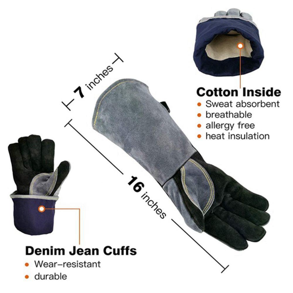 Cotton 932°F Grill Heat Resistant Flame Retardant Safety Glove Long Sleeve Welding Gloves BBQ Glove
