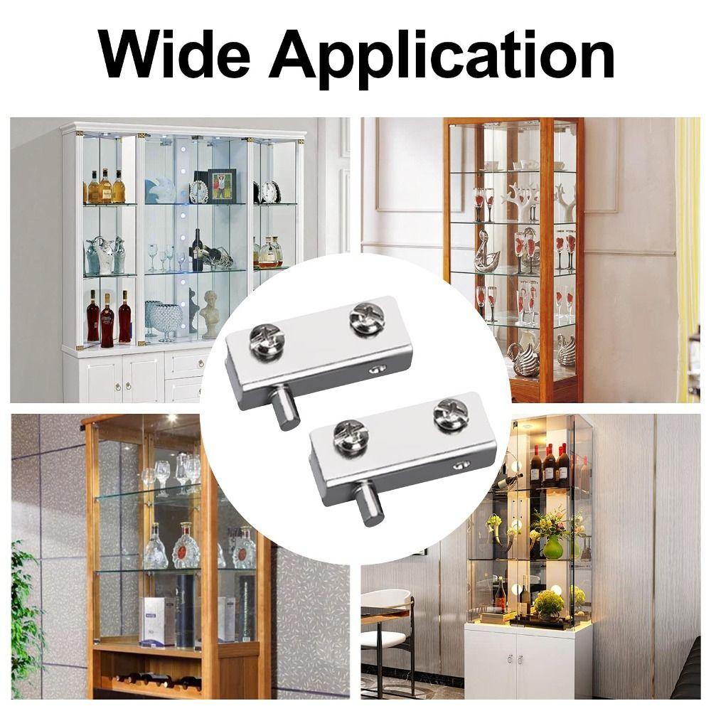4 Pairs Silver Door Hinge Iron Pivot Hinge Heavy Duty Glass Clamp for Free-Swinging Glass Door