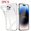 2 шт. Ультратонкий прозрачный силиконовый TPU чехол для IPhone 16 15 14 13 12 11 Pro Max Plus Fit Cover