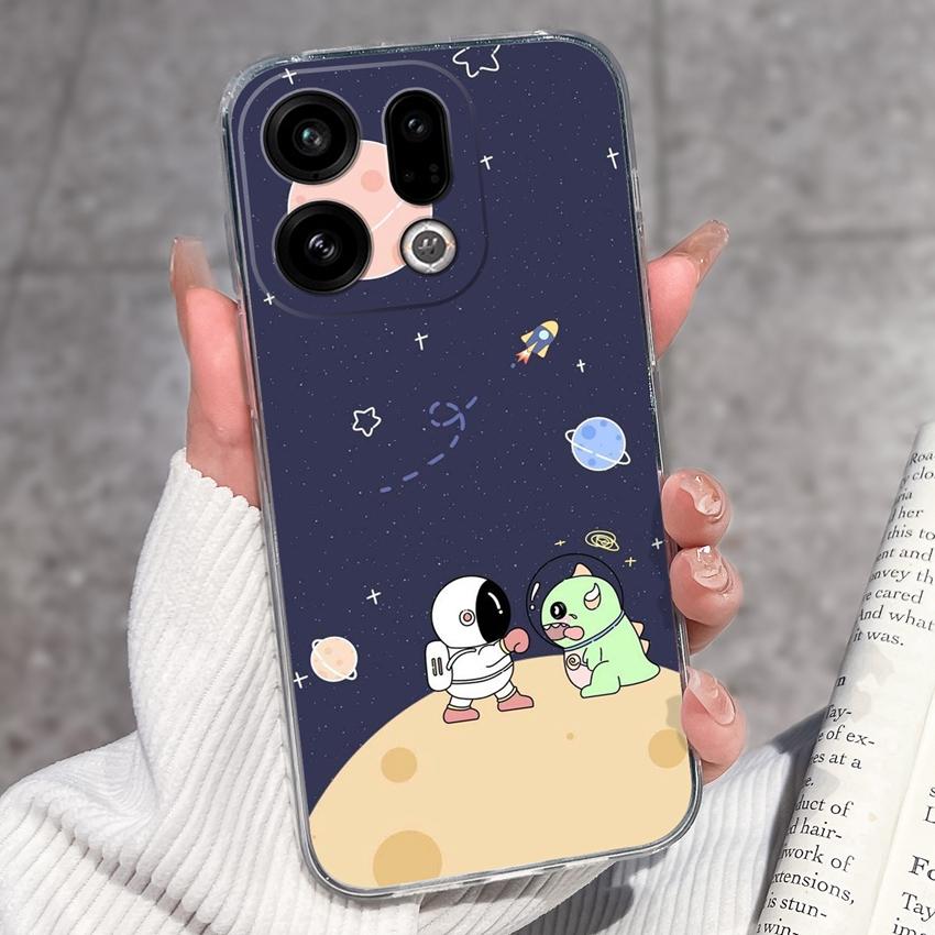 Подходит для Oppo Find X9 X7 X5 Pro X3 X2 Reno11 12 Pro Чехол для телефона Милый узор панды и кролика Прозрачный ТПУ Пылезащитный Защитный чехол для Oppo Накладка