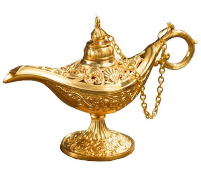 Волшебная Лампа Аладдина Мини, Маленький Золотой Предмет, 11,5 x 4 x 7,5 см, Сувенир, Приз, Подарок, Забавная Вещь