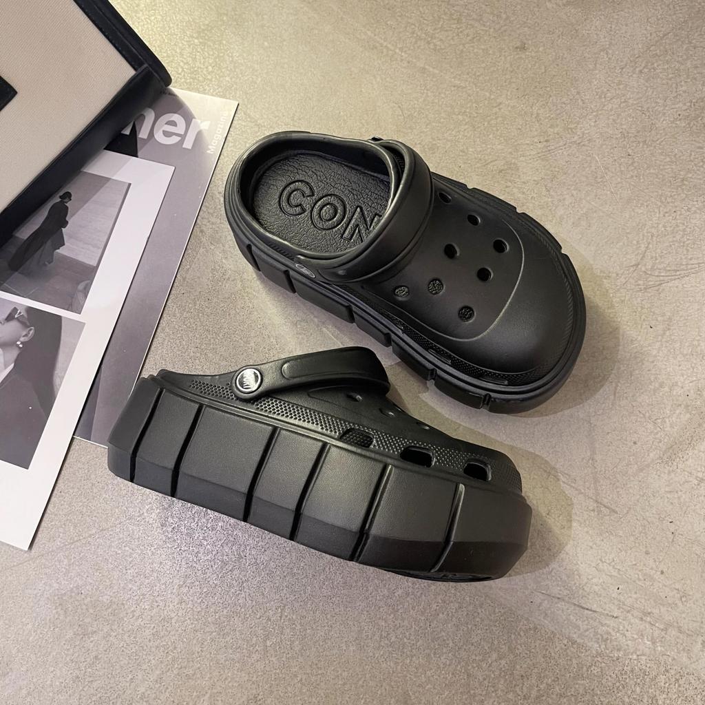 TUINANLE Hole Shoes Chunky Slippers Summer Beach Shoes Outdoor Green Platform Sandals