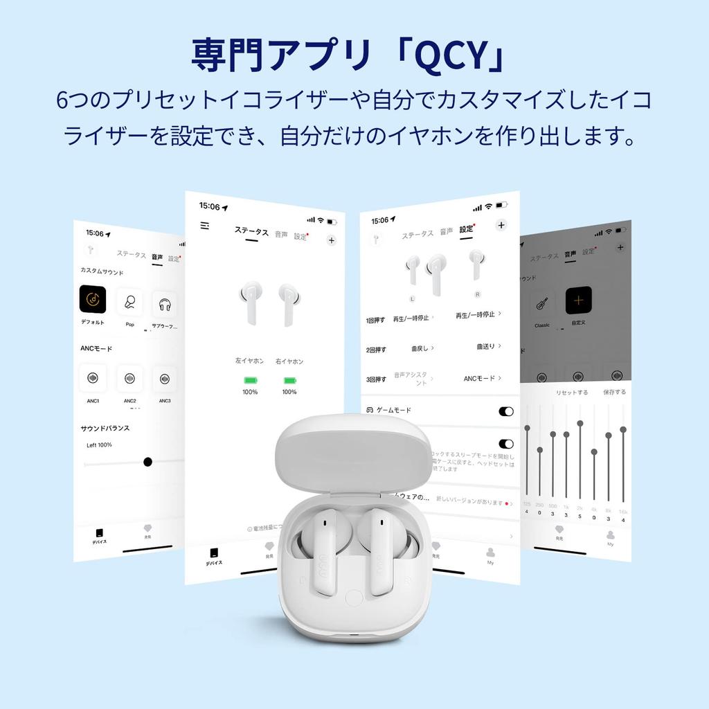 QCY HT05 беспроводной ANC шумоподавление окружающий звук захват ветра полностью беспроводной активный шум оснащен 6 30 часами большой диаметр 10 мм Bluetooth IPX5