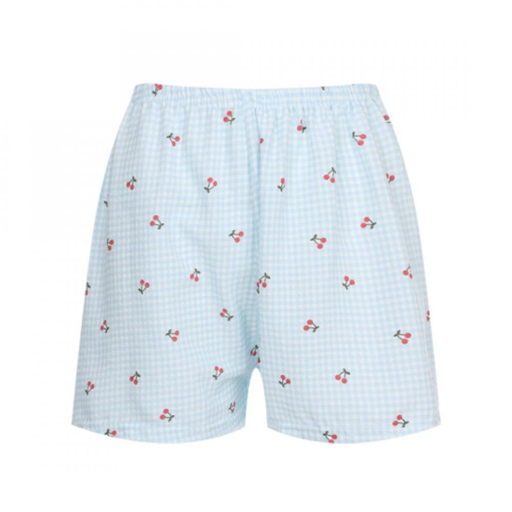 Shop Women S elaStic Cherry emboSSed Lounge ShortS Sky Blue Cha Wpt 20732