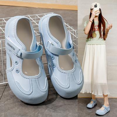 2025 Летние повседневные туфли Мэри Джейн - Женские дышащие удобные повседневные туфли на липучках с вырезами