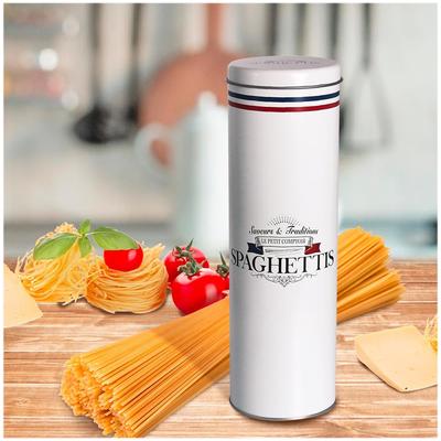 [A3028] - Металлическая коробка для спагетти 'Le Petit Comptoir' белая (вкусы и традиции) - 300x85 мм