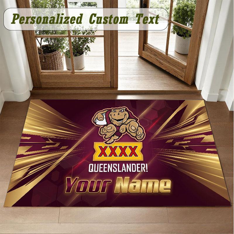 Crystal Velvet Square Rug Custom NameQueensland Maroons Pattern Non Slip Home Floor Decor Rug