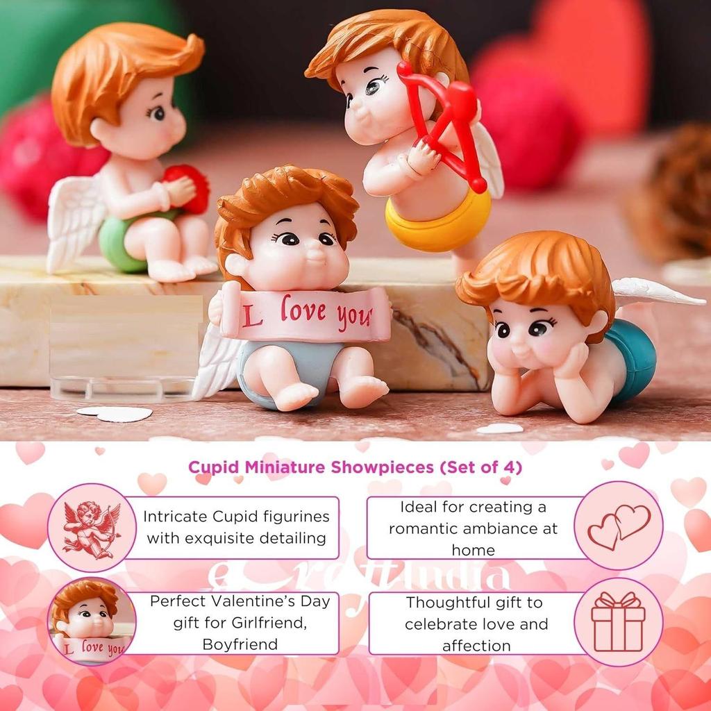 Cupid Miniature Showpieces (Set of 4) Valentine Day Decoration Items | Home Decor Latest