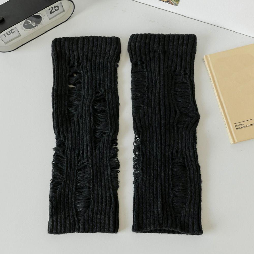Pile Up Knitted Broken Hole Socks Subculture Mid Tube Socks Elastic Leg Warmers Women Winter