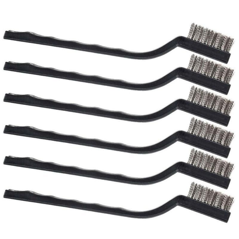 6pc set Small Wire Brushes Cleaning Brushes For Mechanical Part Derusting Remove Paint Accessories 17cmx1cm Stainless Steel Wire