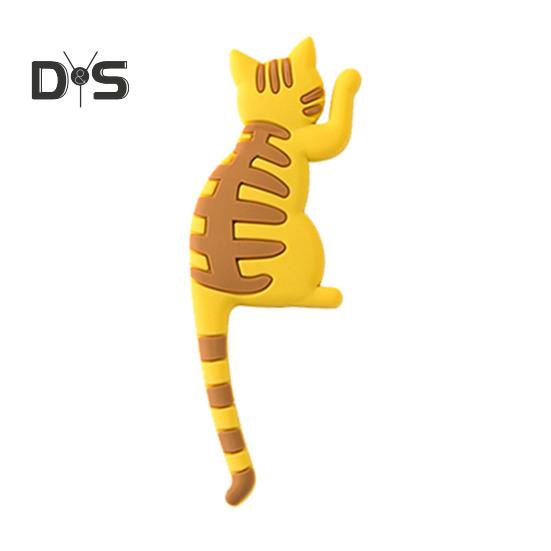 Наклейка на холодильник с крючком, высокая прочность, 3D, реалистичный дизайн с изображением мультяшного кота, декоративная наклейка на холодильник, аксессуар для холодильника