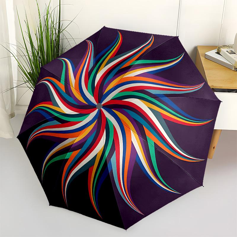 1pc Colorful Spiral Automatic Folding Umbrella - 8-Rib Automatic Open/Close, Large Canopy, Portable for Office, Living Room, Bedroom yy251217104