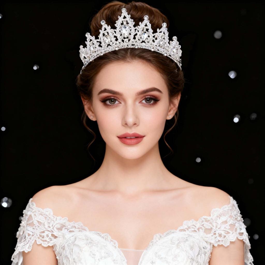 European and American Bride Crown Rhinestone Headwear Baroque Princess Water Drop Crown Wedding Hair Accessory Dress and Wedding Dress Accessories