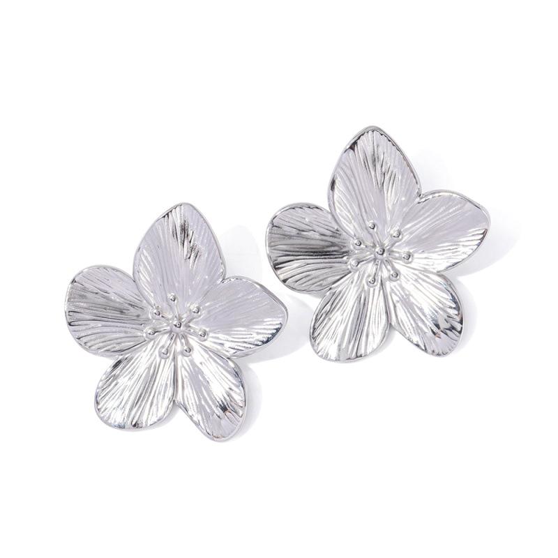 1Pair Vintage Exaggerated Flower Metal Stud Earrings For Women Girls Simple Geometric Big Earrings Fashion Party Jewelry Gifts