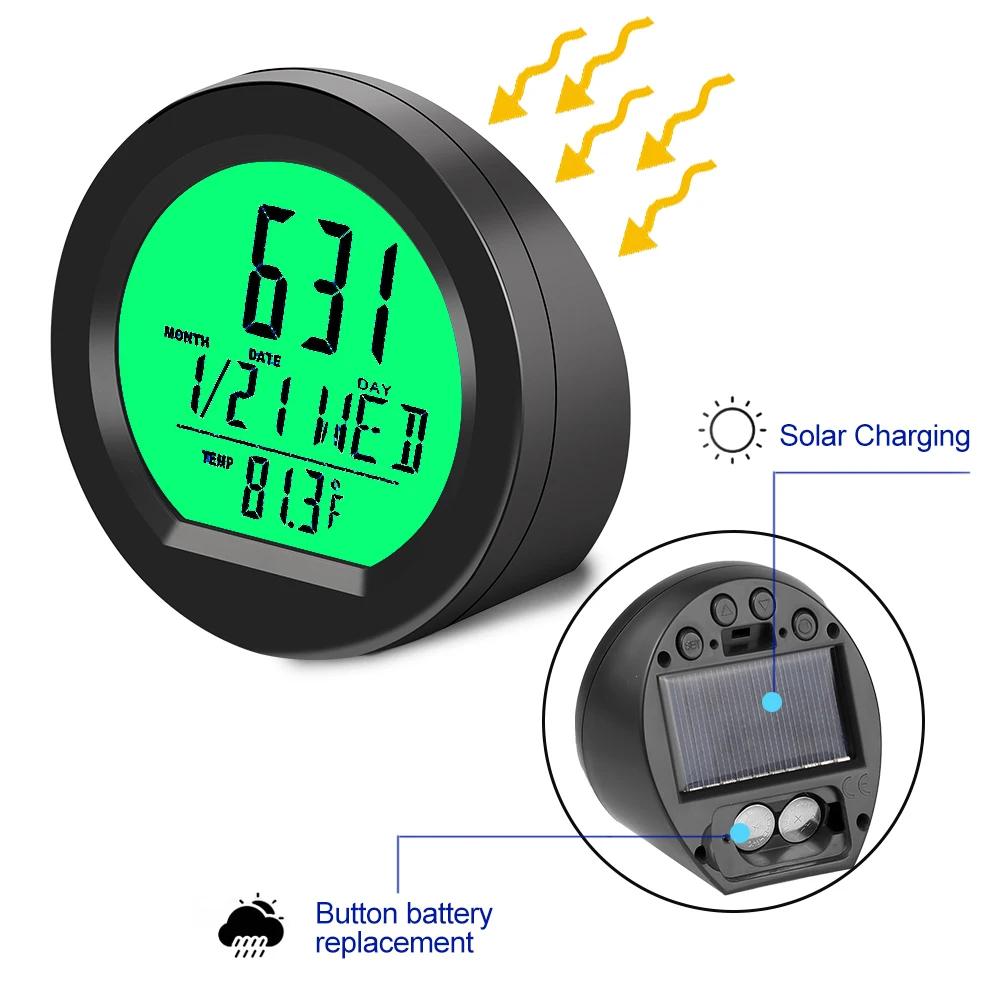 Digital Car Temperature Clock with Motion Sensor - Dashboard Thermometer with Calendar Display, Auto-Dimming LED Screen (68mm)