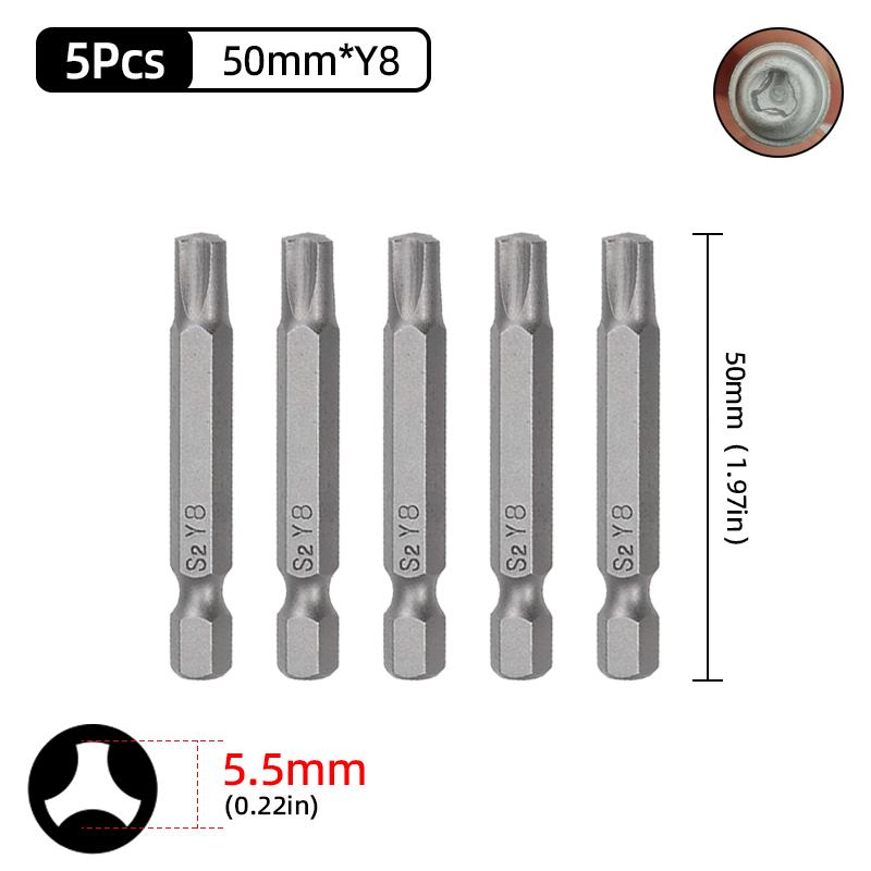 Набор магнитных Y-образных отверточных бит для ремонта велосипеда, шестигранный хвостовик 1/4 дюйма, Y4 Y5 Y6 Y8, 50 мм, отвертка, ручной инструмент