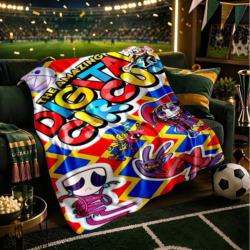 Colorful Digital Circus Throws Blanket Flannel Blankets Plush for Couch Bed Gifts for Men Women Travel picnic blanket Christmas fan gifts