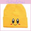 Plush Knit Cap With Big Eyed Smiling Face Embroidery Design For Outdoor Activities