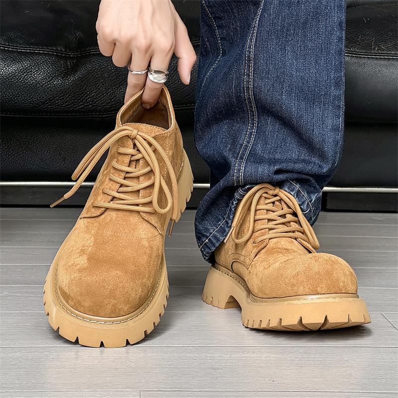 Туфли дерби с большой головкой мужские высокие на толстой подошве ботинки мартин зимние бархатные трендовые ботинки для инструментов ревеневые ботинки 38933-J