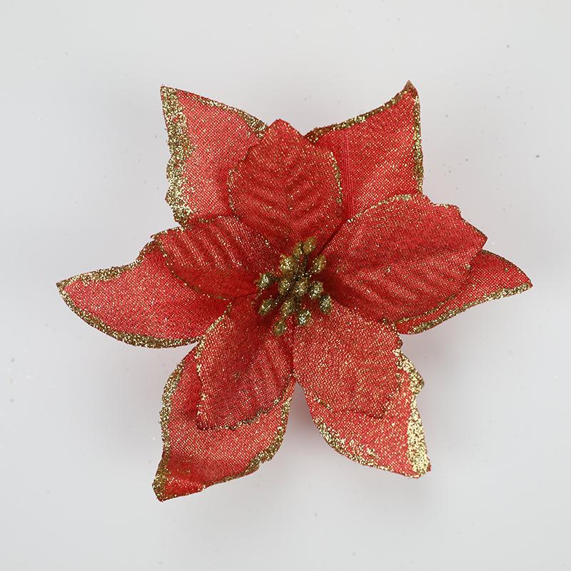 10pc Big Flower Head Glitter Christmas Tree Ornament