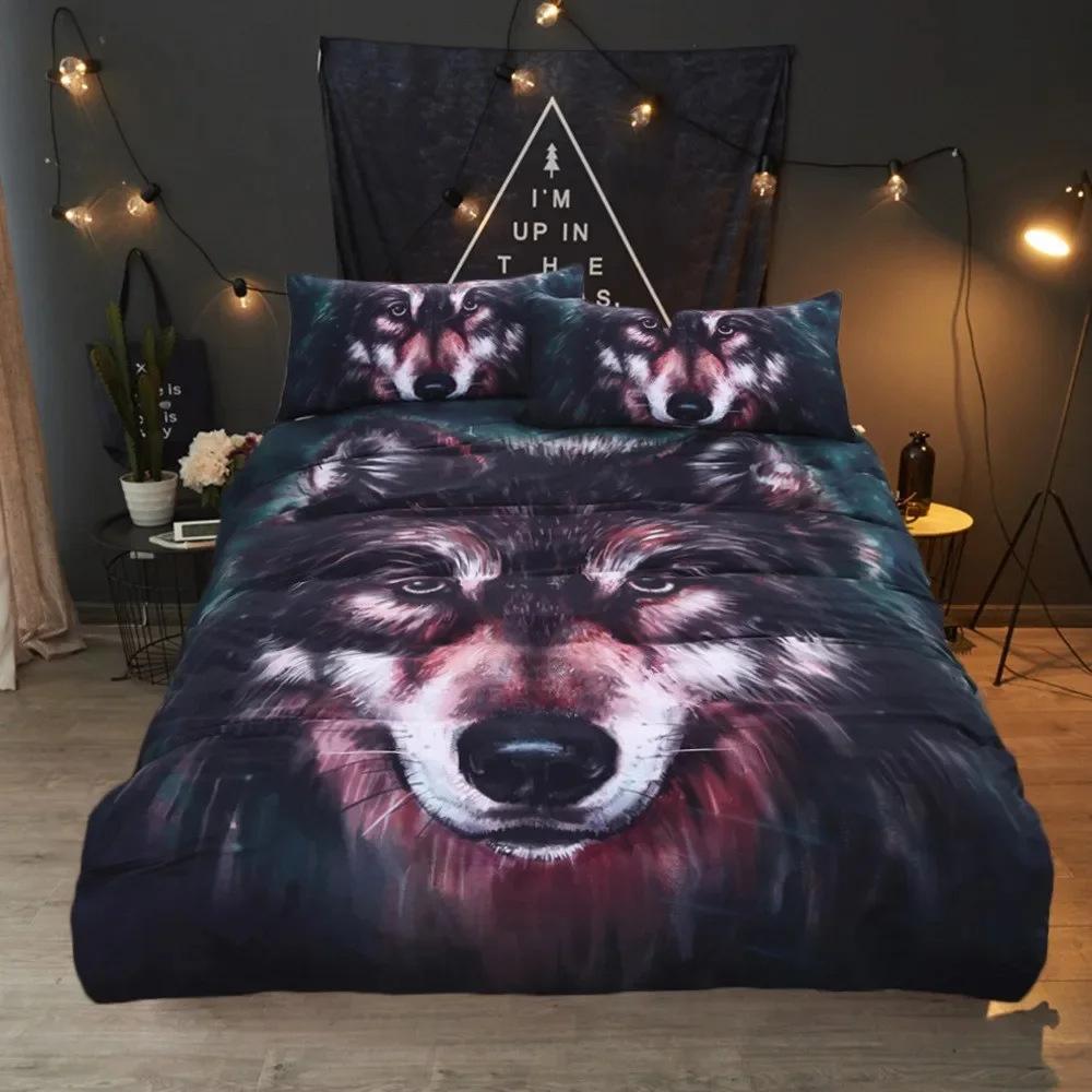 Digital Wolf Duvet/Quilt Cover Set Single Double Large King Size 3D Digital Printed Bed Three-piece Set