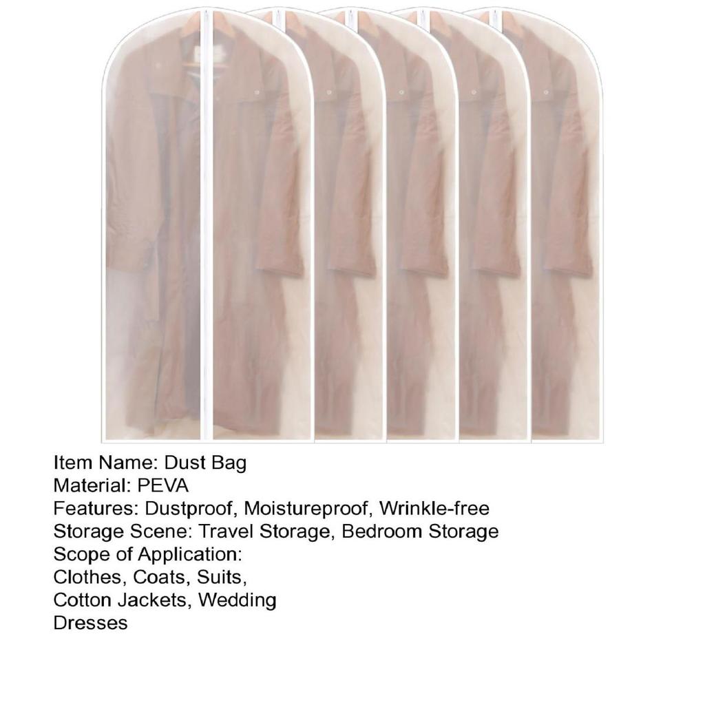 5 шт. пылезащитный мешок, прозрачный чехол для одежды, водонепроницаемый, пылезащитный, против плесени, без морщин, мешок для хранения