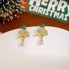 Изящные серьги-гвоздики в форме рождественской елки со сверкающими камнями циркония для модных женщин