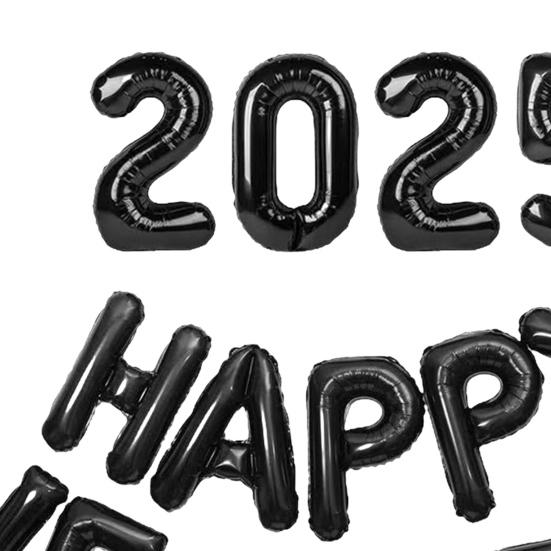 Воздушные шары с Новым годом 2025 года, 16-дюймовые буквы, цифры, алюминиевые фольгированные шары, многоразовые праздничные шары для празднования Нового года