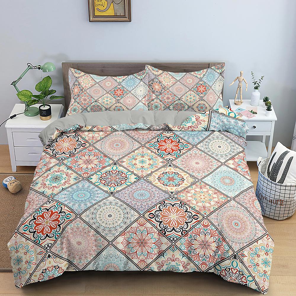 Mandala Duvet Cover Set Bohemian Bedding Set Soft Comforter Cover With 1/2pcs Pillow Shams Quilt Cover Bedroom King Queen Sizes