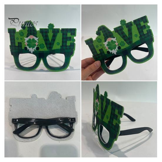 St. Patricks Day Glasses Shamrock Green Cartoon Letter Decor Unisex Party Hat Beer Eyewear Photo Prop Costume Accessories