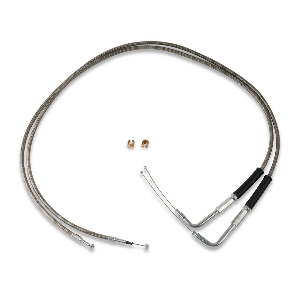 Motorcycle 42'' Throttle and Idle Cable Set for Davidson FXST FLST FLT XL 1996-UP 56579-02A Stainless Steel Idle Cable