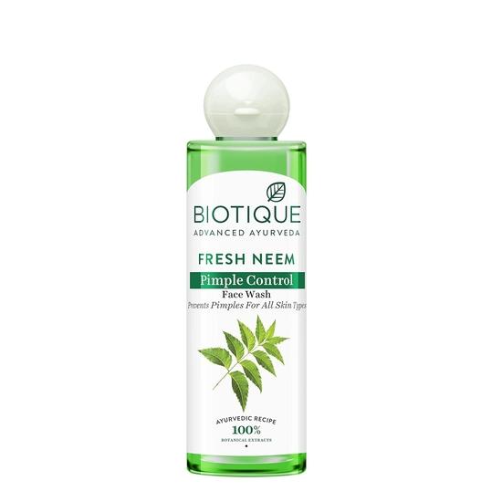 Biotique Fresh Neem Pimple Control Face Wash| Ayurvedic |100% Botanical Extracts| Suitable for All Skin Types | 200mL